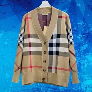 Burberry Tan and Black V-Neck Sweater